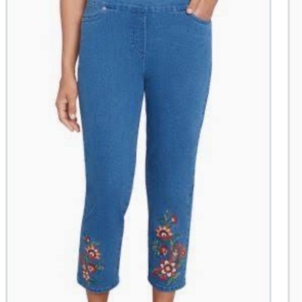 SALE! Alfred Dunner embroidered paisley floral jeans plus size 22W.